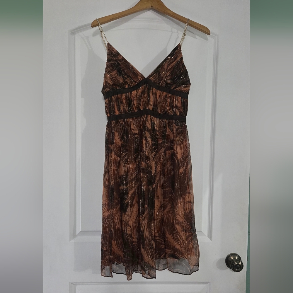 Sean By Sean Double Lined Cocktails Dress Women's Size 10 Glazed Coral Mocha